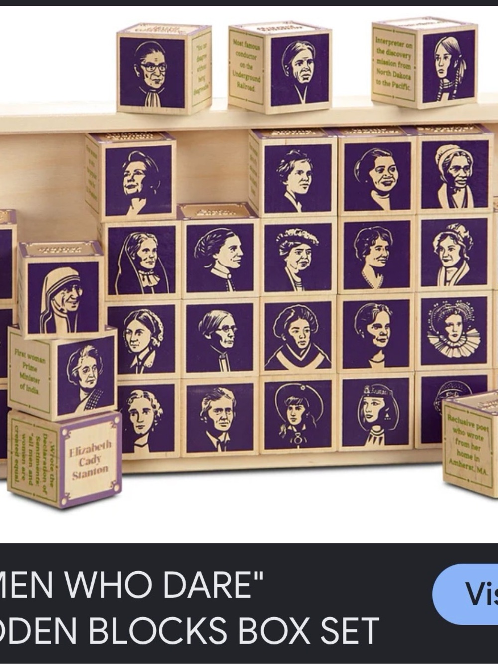 Historic Women Wooden Blocks Set - Purple & Natural